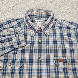Carhartt Rugged Flex Men‎ Long Sleeve Button Up Plaid Tall Large Cotton Shirt